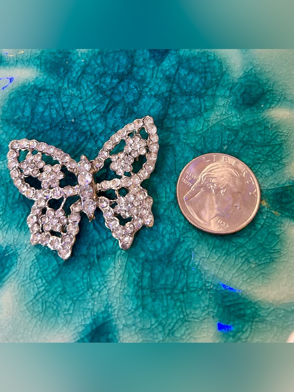 Vintage Rhinestone Butterfly Brooch Pin - Picture 5 of 6